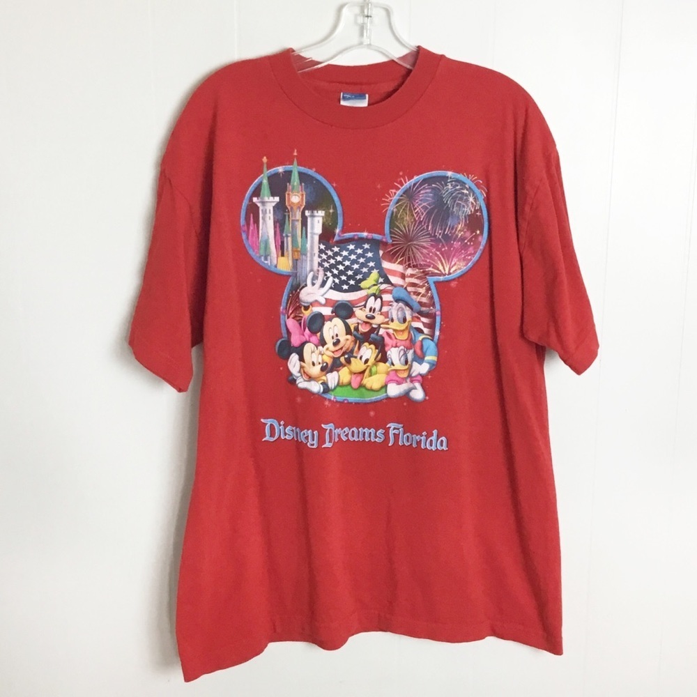Vintage Disney Red Florida Tee Shirt Size XL 4Th Of July